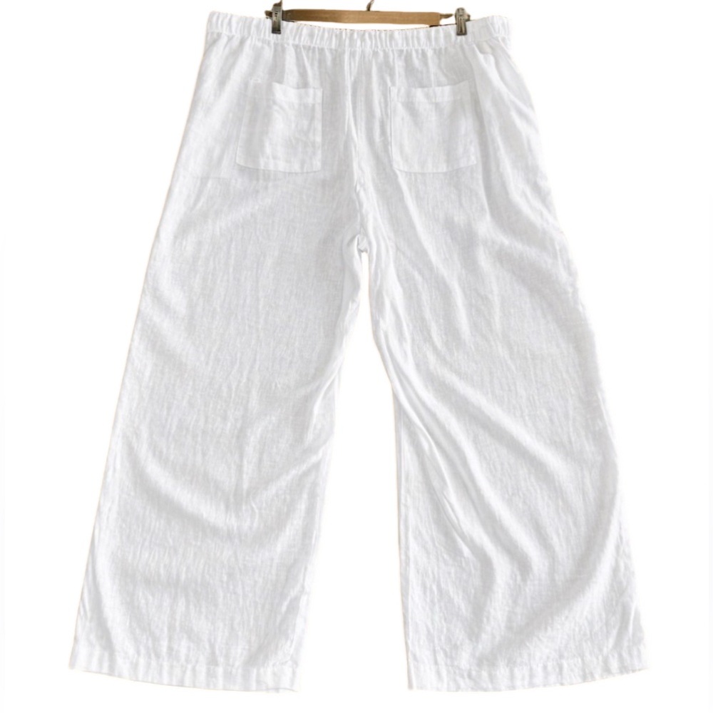 GAP Linen Blend Wide Leg Pants XXL White Pull On Elastic Waist Summer Sold Out - Picture 3 of 12